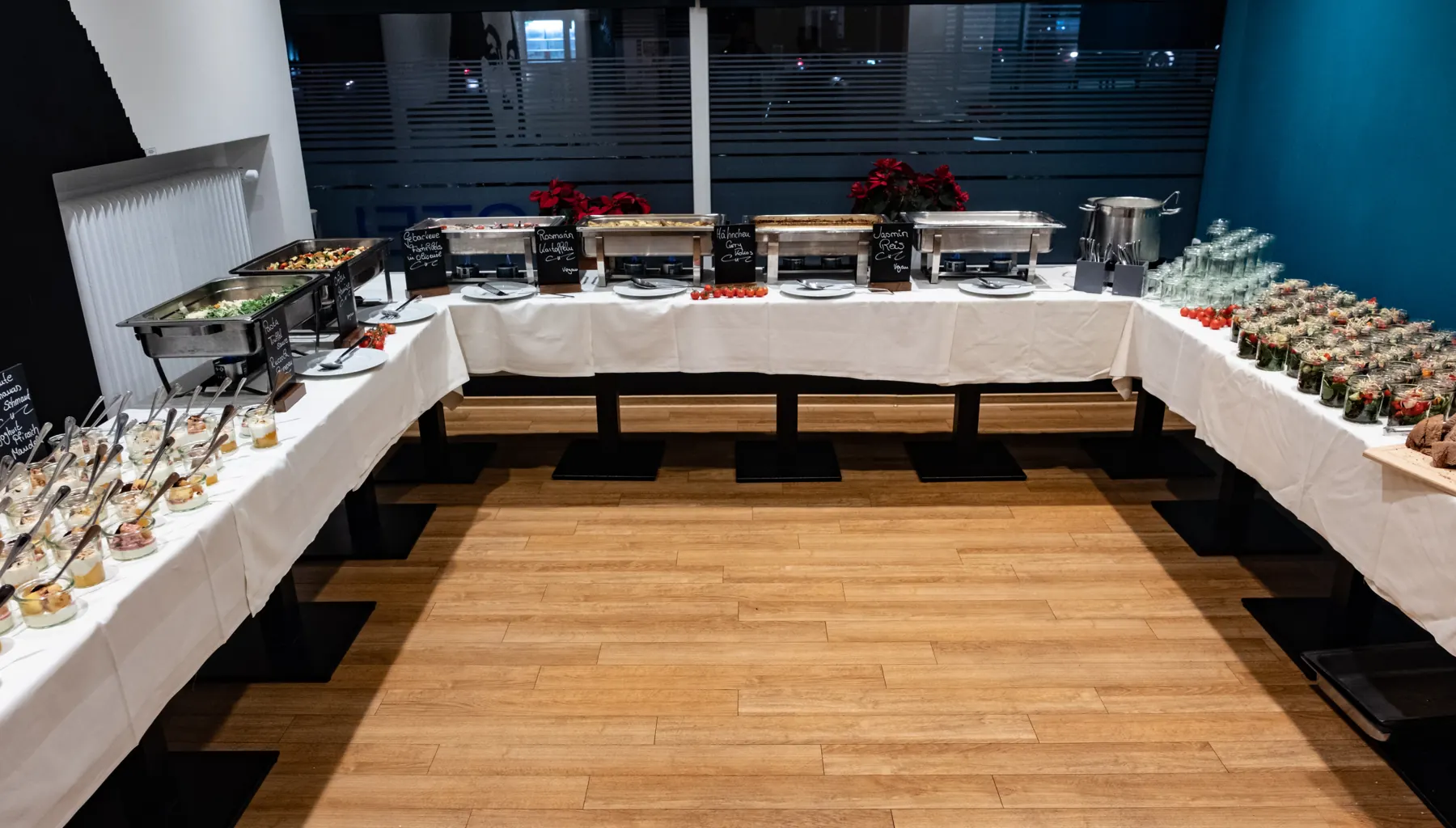 Buffet laid out in a U-shape