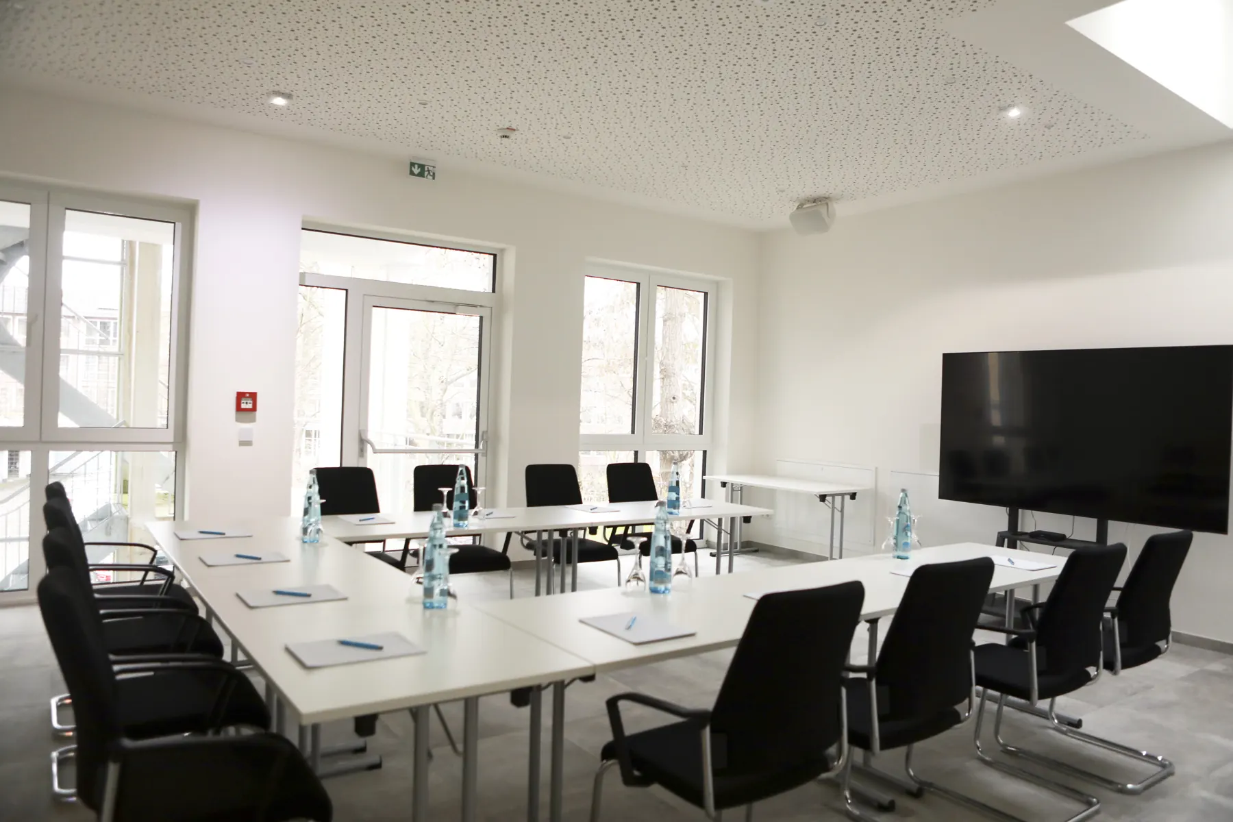 Boardroom table with screen