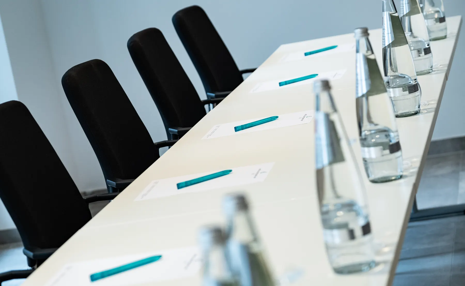 Meeting table with drinks